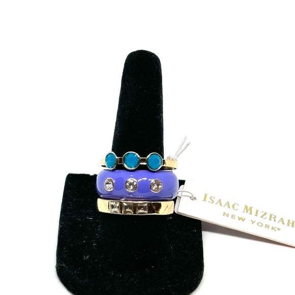 Isaac Mizrahi Set of 3 Statement Band Ring SZ 8 - Picture 5 of 10